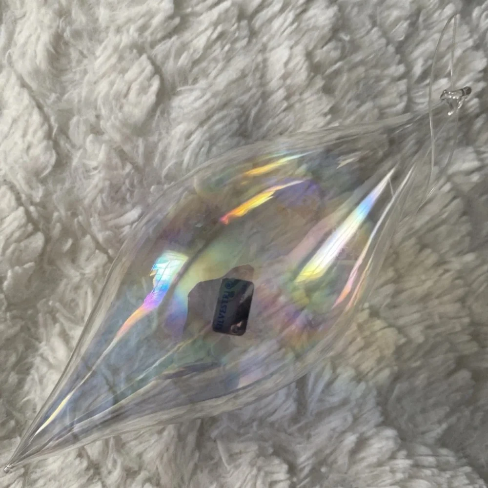 Vintage‎ Silvestri Glass iridescent Teardrop Shape Christmas Ornament
